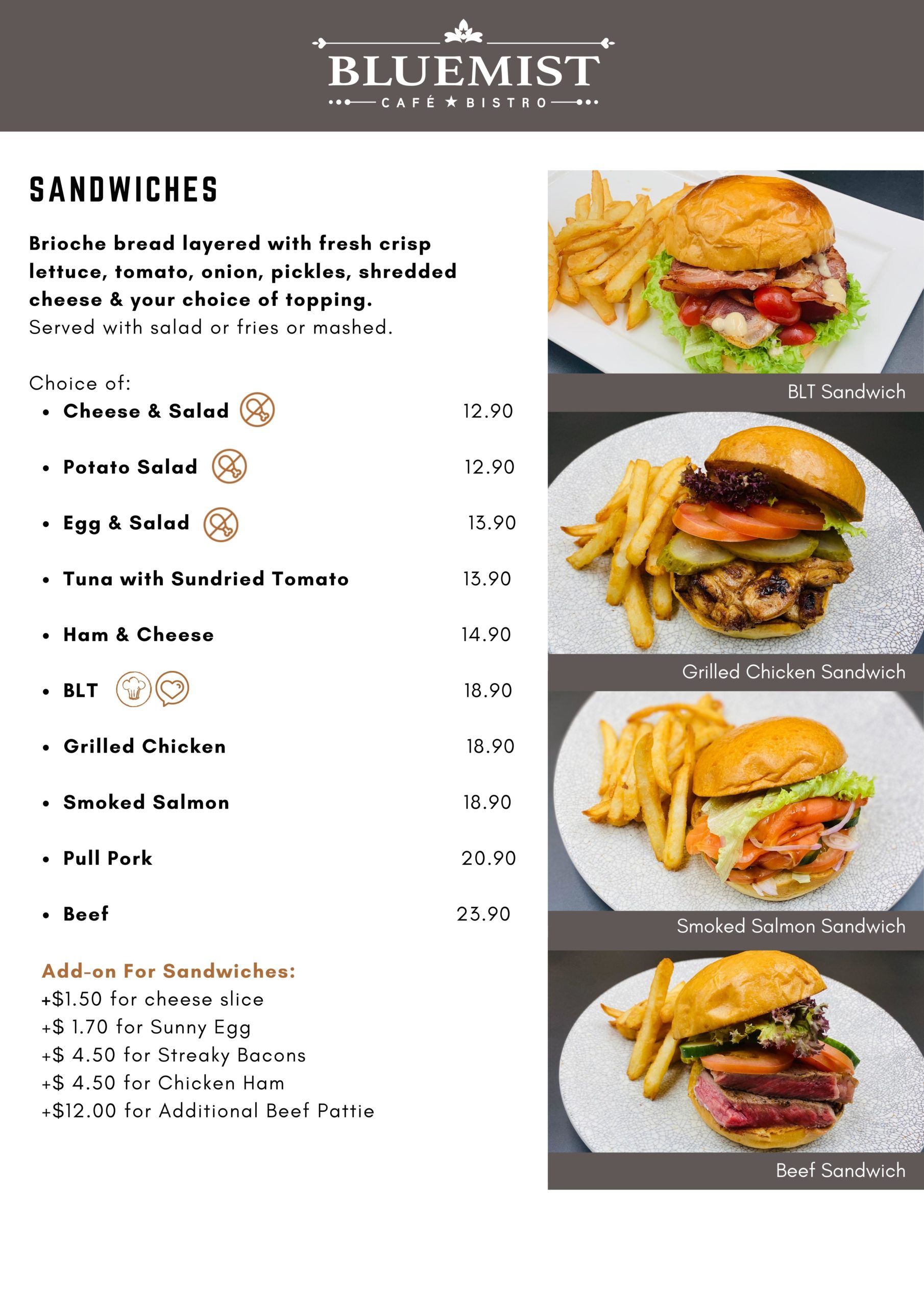 Menu | Bluemist Cafe & Bistro