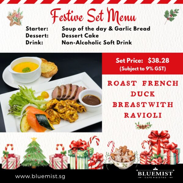 Festive Set Meal A - Roast French Duck Breast with Ravioli 